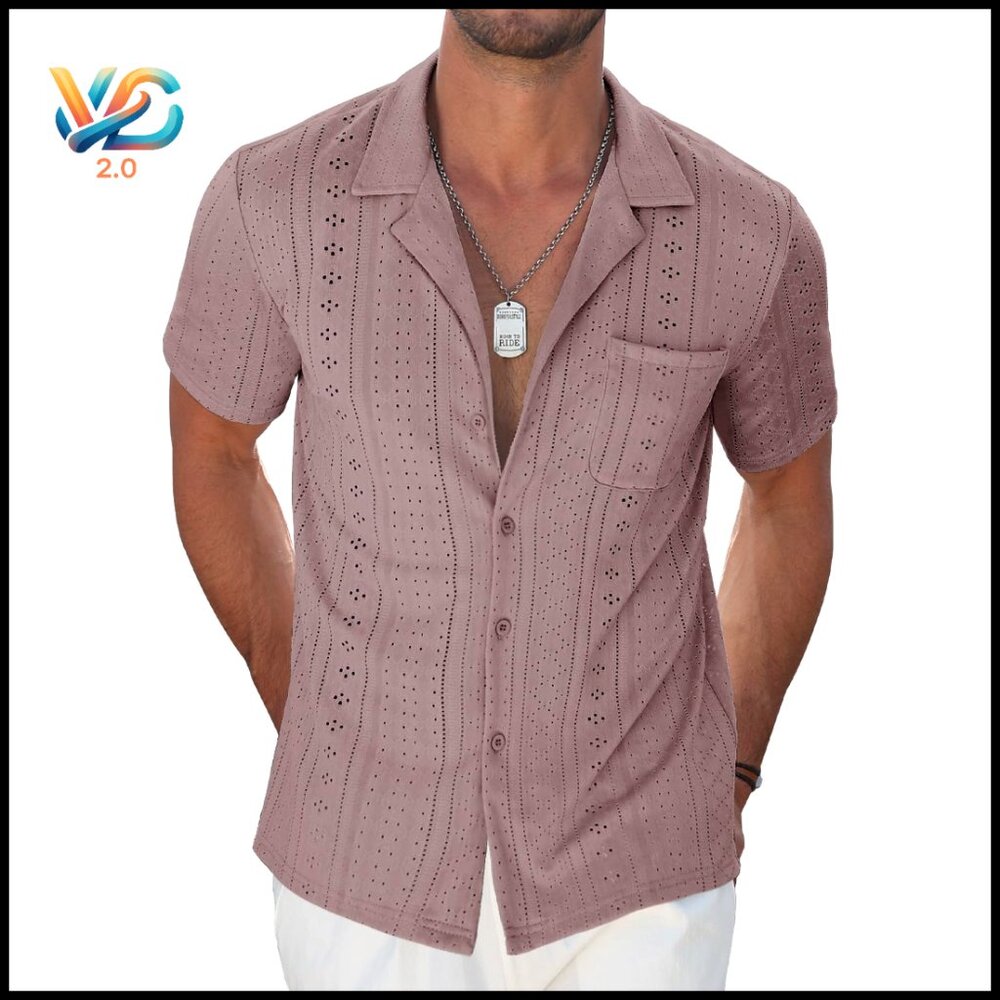 Men's Short‎ Sleeve Button Down Shirt Casual Summer Beach Vacation Wear